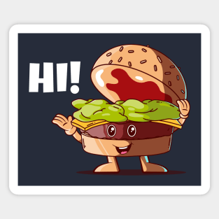 Hi! Happy burger (on dark colors) Magnet